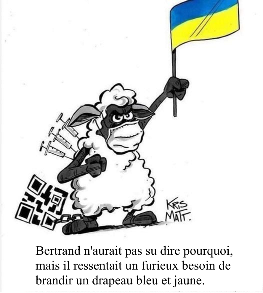 Bertrand brandit le drapeau ukrainien