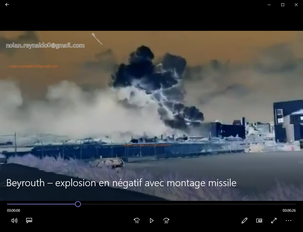Beyrouth – explosion en négaztif avec montage missile